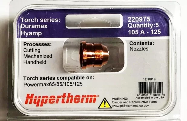 Nozzle 125A bép cắt 220975 Hypertherm có lỗ khí.